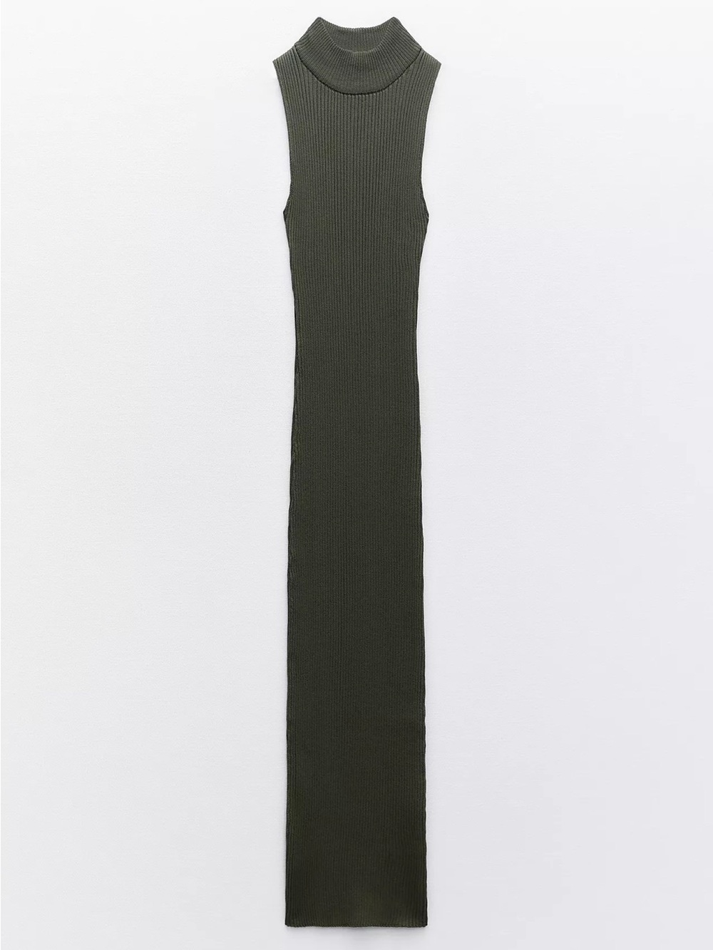 Zara beige ribbed midi dress Sleeveless Olive Ribbed Maxi Dress - Women